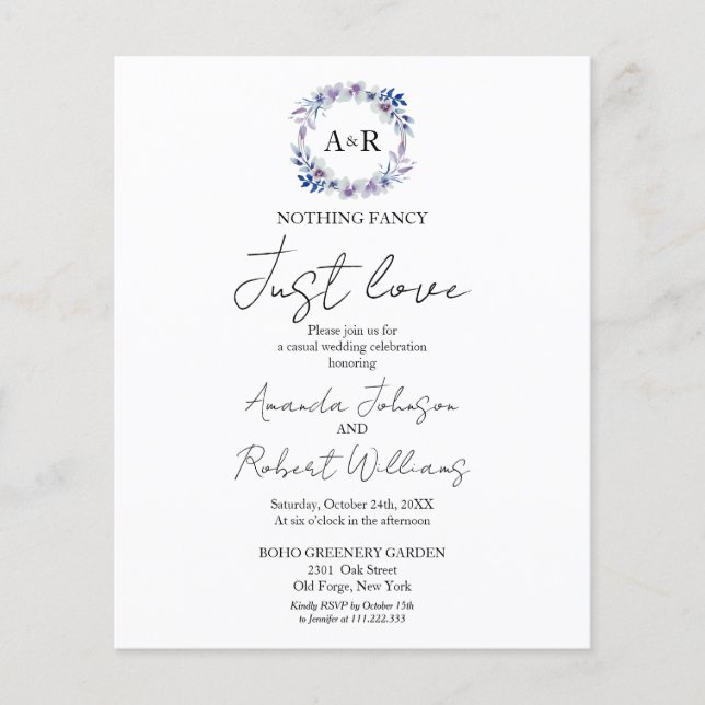 Nichts Extravagant nur Liebe Budget Hochzeit Einla (Vorderseite)