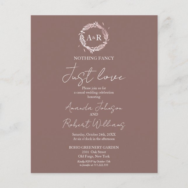 Nichts Extravagant nur Liebe Budget Hochzeit Einla (Vorderseite)