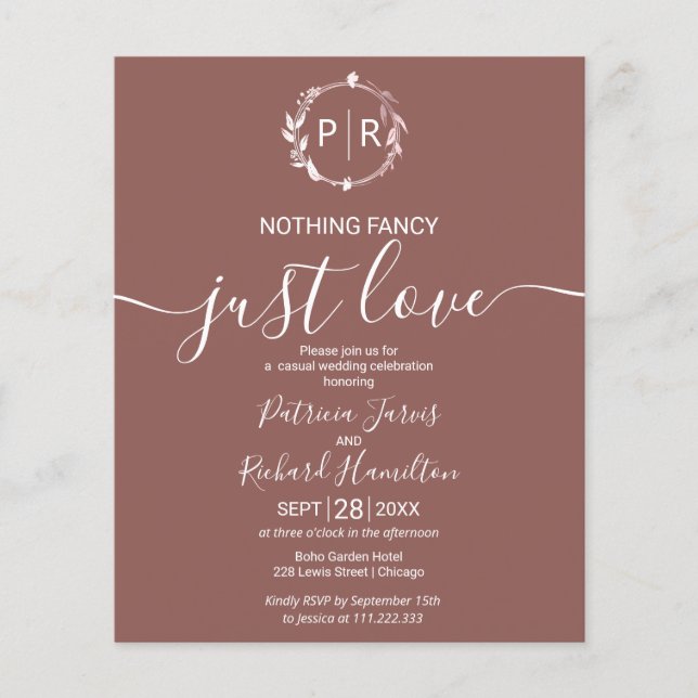 Nichts Extravagant nur Liebe Budget Hochzeit Einla (Vorderseite)