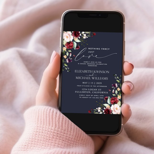 Nichts Extravagant nur Liebe Burgund Blush Navy Bl Einladung (Von Creator hochgeladen)