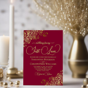 Nichts Extravagant nur Liebe Burgund & Gold Hochze Einladung
