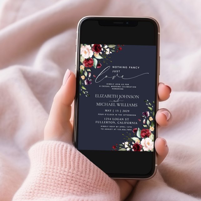 Nichts Extravagant nur Liebe Burgundy Blush Blue F Einladung (Von Creator hochgeladen)