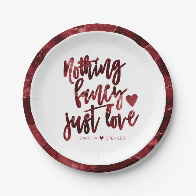 Nichts Extravagant nur Liebe | Dark Crimson Red We Pappteller (Vorderseite)