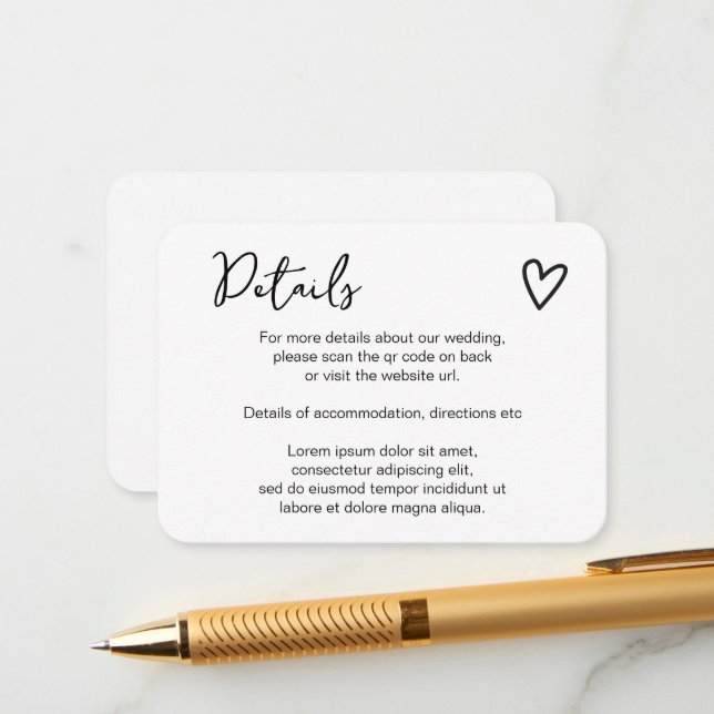 Nichts Extravagant, nur Liebe einfacher QR-Code Begleitkarte (Vorderseite/Rückseite Beispiel)