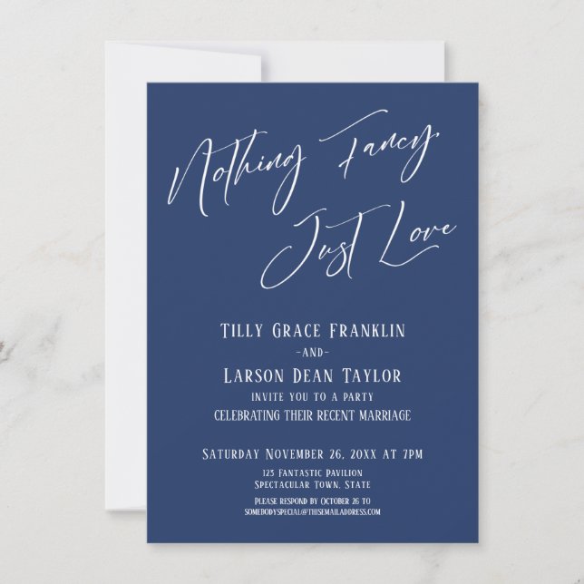 Nichts Extravagant, nur Liebe Elegante Typografie  Einladung (Vorderseite)
