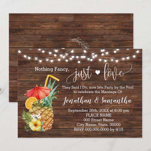 Nichts Extravagant nur Liebe Eloped Pool Party lad Save The Date (Vorne/Hinten)