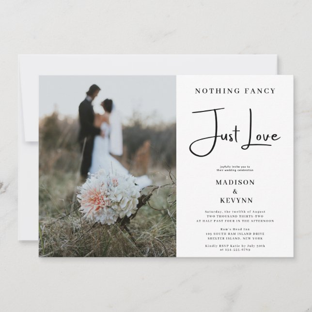 Nichts Extravagant nur Liebe Elopement Foto Einlad Einladung (Vorderseite)