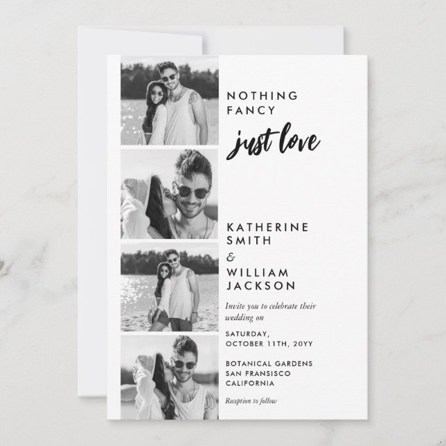 Nichts Extravagant nur Liebe Foto Booth Hochzeit Einladung (Vorderseite)