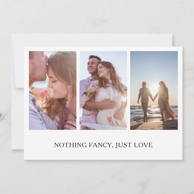Nichts Extravagant nur Liebe Foto Collage Elopemen Ankündigung (Vorderseite)
