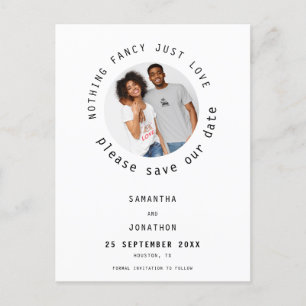 Nichts Extravagant nur Liebe Foto Save the Date Lä Ankündigungspostkarte