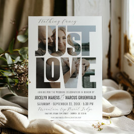 Nichts Extravagant nur Liebe Foto Typografie Hochz Einladung