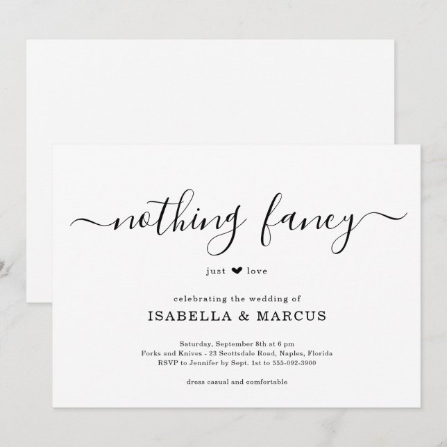 Nichts Extravagant nur Liebe Hochzeit Einladung (Vorne/Hinten)