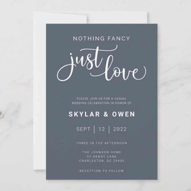 Nichts Extravagant nur Liebe Hochzeit Einladung (Vorderseite)