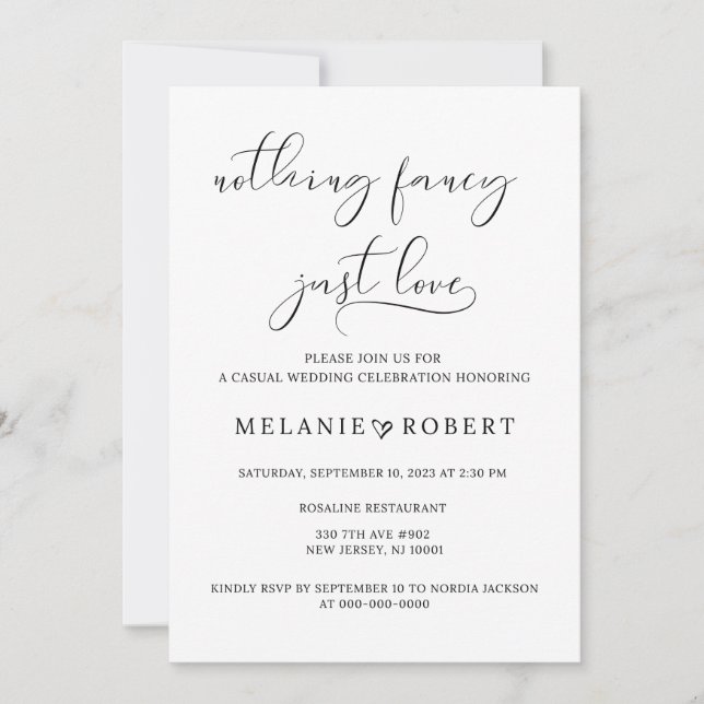 Nichts Extravagant nur Liebe Hochzeit Einladung (Vorderseite)