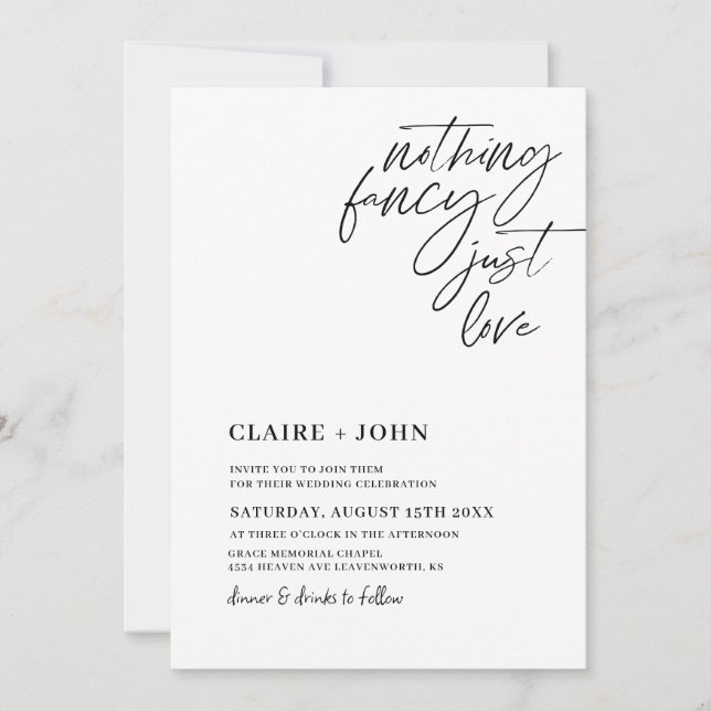 Nichts Extravagant nur Liebe Hochzeit Einladung (Vorderseite)