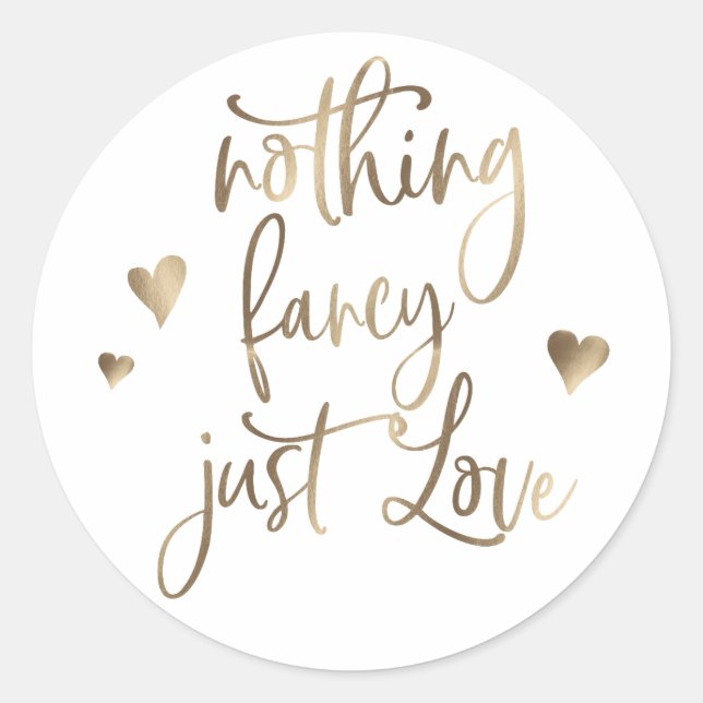Nichts extravagant nur Liebe Hochzeit Einladung Runder Aufkleber (Vorderseite)