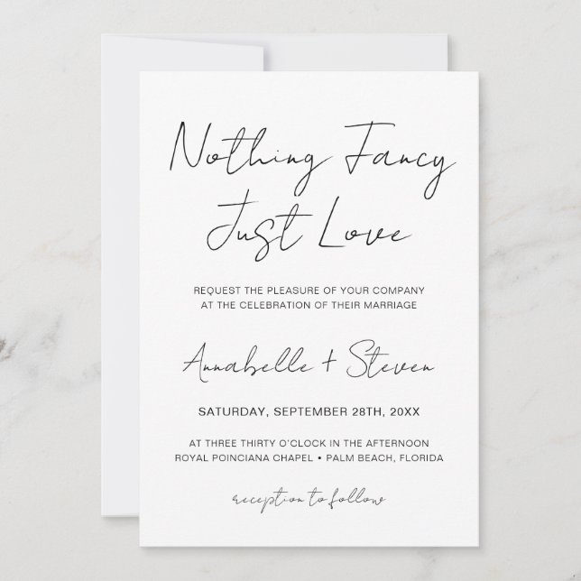 Nichts Extravagant nur Liebe Hochzeit Foto Einladung (Vorderseite)