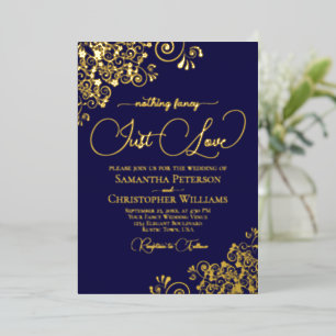 Nichts Extravagant nur Liebe Hochzeit Navy Blue &  Folieneinladung