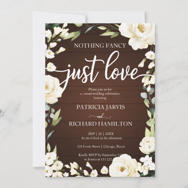 Nichts Extravagant, nur Liebe Hochzeit rustikalen  Einladung (Vorderseite)