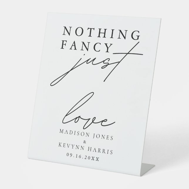 Nichts Extravagant nur Liebe Hochzeit Sockelschild (Vorderseite)