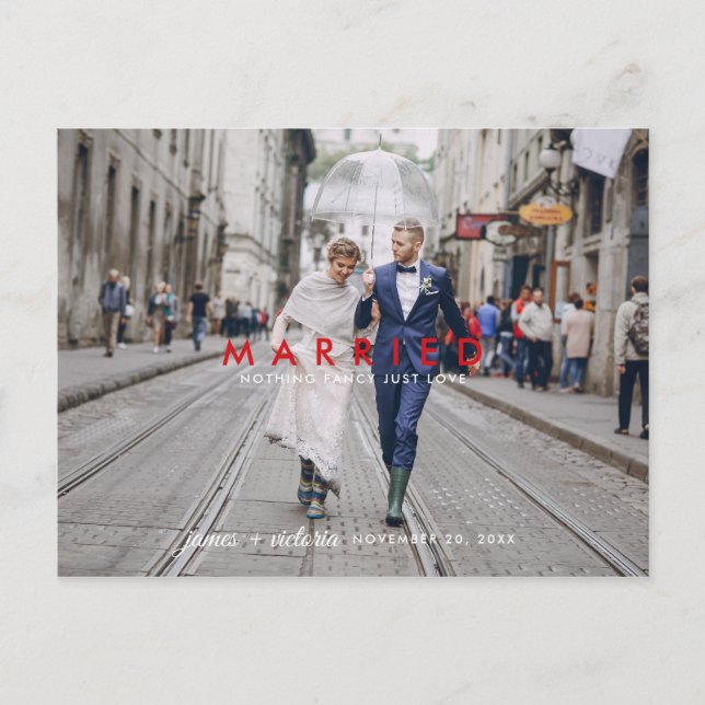 Nichts Extravagant nur Liebe | Hochzeitsankündigun Einladungspostkarte (Vorderseite)