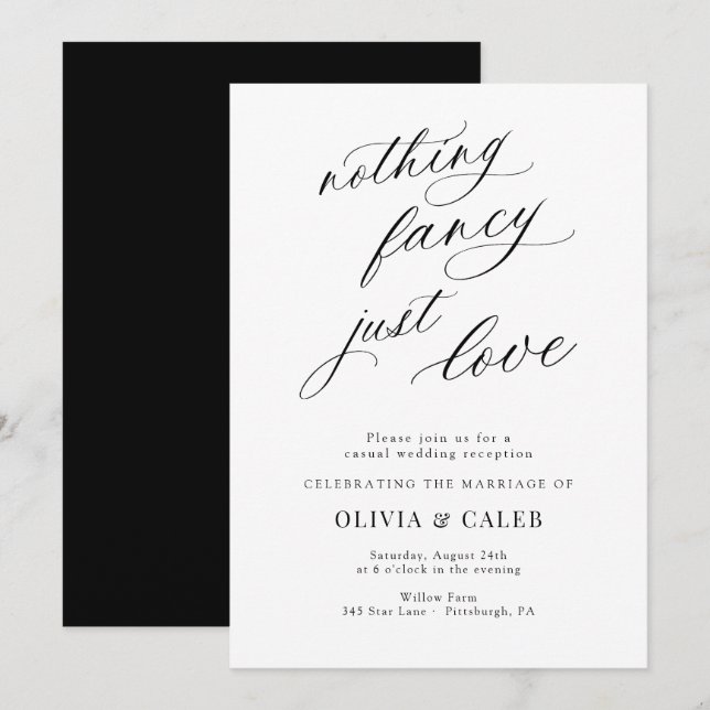 Nichts Extravagant nur Liebe Hochzeitsempfang Einladung (Vorne/Hinten)