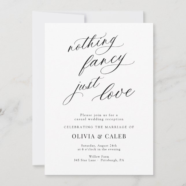Nichts Extravagant nur Liebe Hochzeitsempfang Einladung (Vorderseite)