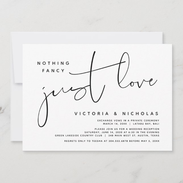 Nichts Extravagant, nur Liebe, Hochzeitsfeier Part Einladung (Vorderseite)