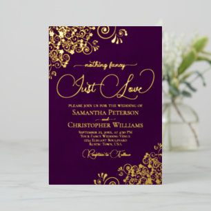 Nichts Extravagant nur Liebe Hochzeitskugel Lila & Folieneinladung
