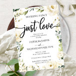 Nichts Extravagant, nur Liebe Hochzeitsweiße Creme Einladung<br><div class="desc">Nichts Extravagant,  nur Liebe Hochzeit Weißcreme Blumenladen</div>