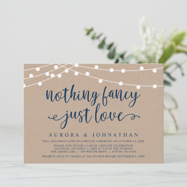 Nichts Extravagant, nur Liebe, kraftvolle Hochzeit Einladung (Stehend Vorderseite)
