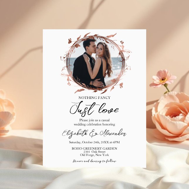 Nichts Extravagant nur Liebe Kranz Foto Hochzeit Einladung (Von Creator hochgeladen)