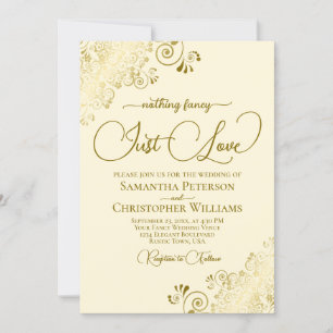 Nichts Extravagant nur Liebe Lacy Gold & Cream Wed Einladung