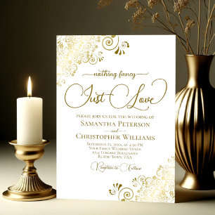 Nichts Extravagant nur Liebe Lacy Gold & White Wed Einladung
