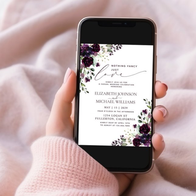 Nichts Extravagant nur Liebe Lila Foto Hochzeit Einladung (Von Creator hochgeladen)