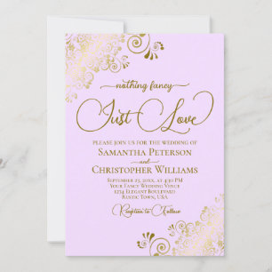Nichts Extravagant nur Liebe Lilac & Gold Hochzeit Einladung