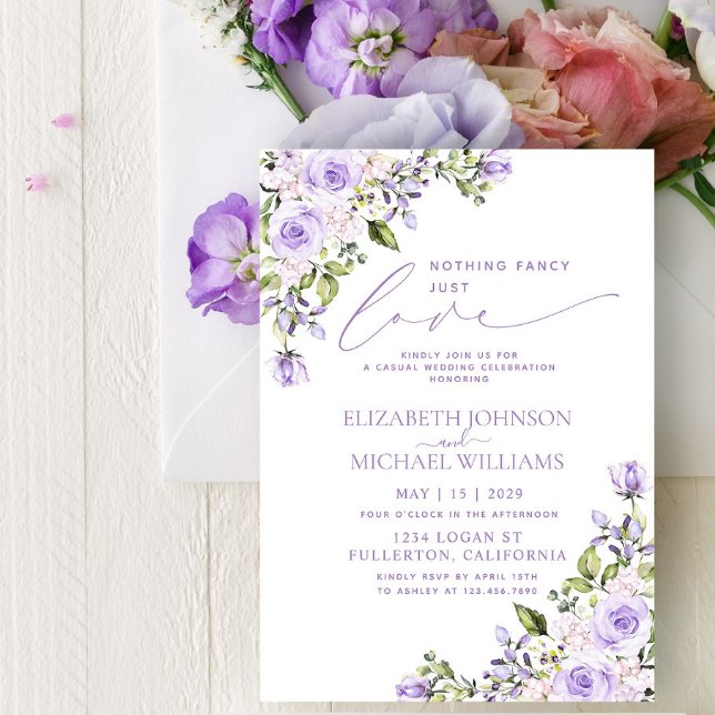 Nichts Extravagant nur Liebe Lilac Lavender Weddin Einladung (Von Creator hochgeladen)