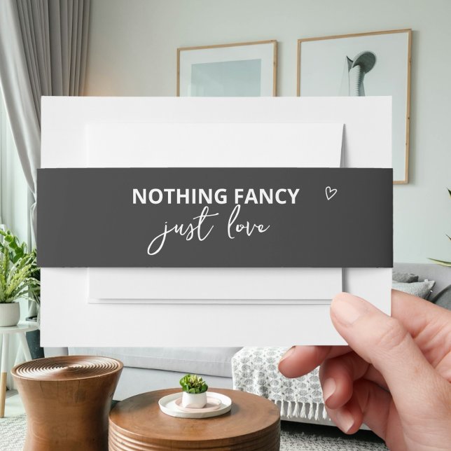 Nichts Extravagant nur Liebe Minimalistisch Hochze Einladungsbanderole (Nothing Fancy Just Love Minimalist Wedding Invitation Belly Bands from Ricaso, Dark grey & white)