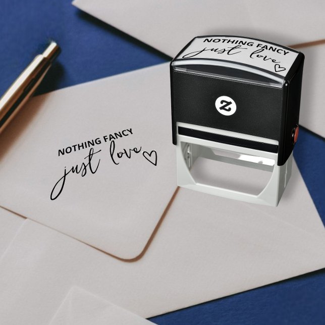 Nichts Extravagant nur Liebe Minimalistisch Hochze Permastempel (Nothing Fancy Just Love Minimalist Wedding Self-inking Stamp from Ricaso. Wedding mailing stamps)