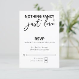 Nichts Extravagant nur Liebe Minimalistisch Hochze RSVP Karte
