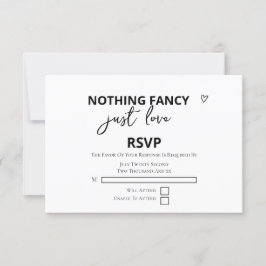 Nichts Extravagant nur Liebe Minimalistisch Hochze RSVP Karte