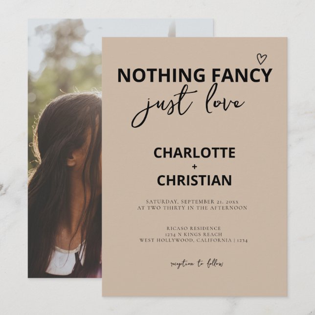 Nichts Extravagant nur Liebe Minimalistische Kraft Einladung (Vorne/Hinten)