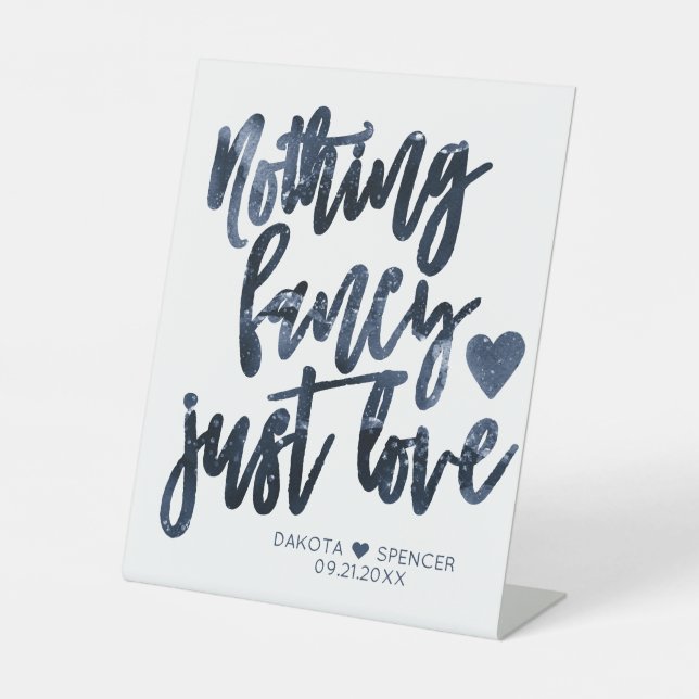 Nichts Extravagant nur Liebe | Moody Navy Blue Wed Sockelschild (Vorderseite)