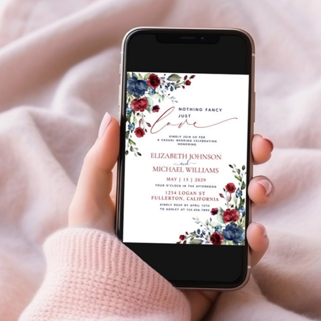 Nichts Extravagant nur Liebe Navy Blue Burgundy Fo Einladung (Von Creator hochgeladen)