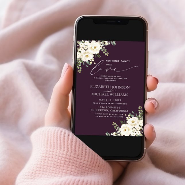 Nichts Extravagant nur Liebe Plum Lila Blumenhochz Einladung (Von Creator hochgeladen)