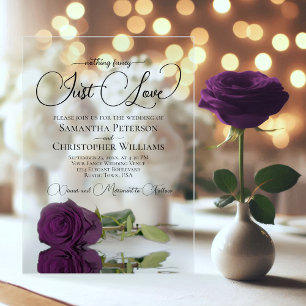 Nichts Extravagant nur Liebe Plum Lila Rose Hochze Acryleinladungen