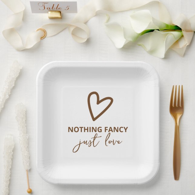 Nichts Extravagant nur Liebe Retro 70er Hochzeit Pappteller (Hochzeit)