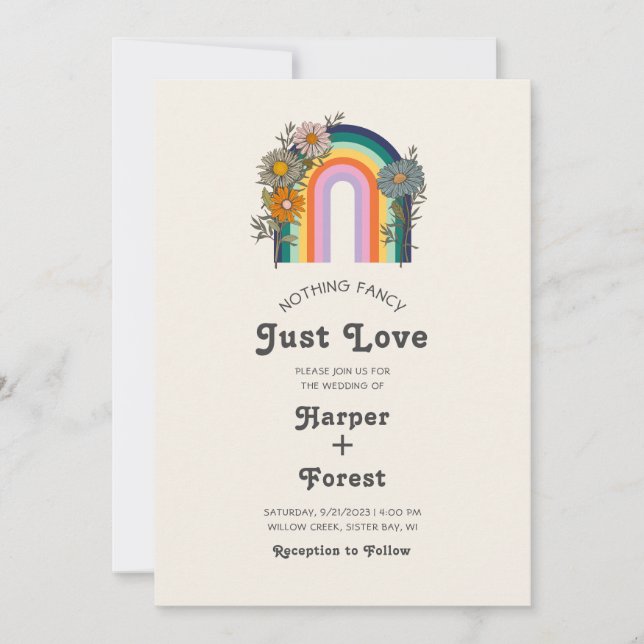 Nichts Extravagant nur Liebe Retro Hochzeit Einladung (Vorderseite)