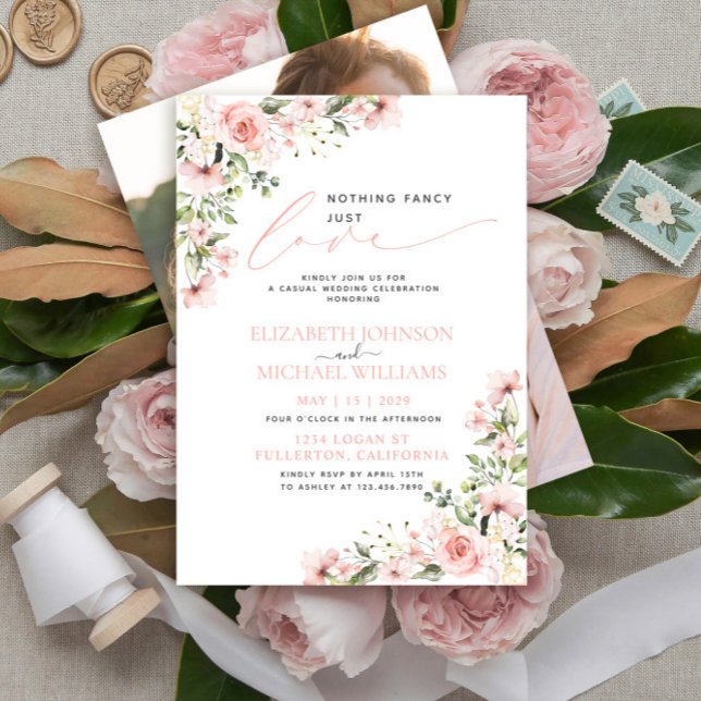 Nichts Extravagant nur Liebe Rosa Foto Hochzeit Einladung (Von Creator hochgeladen)