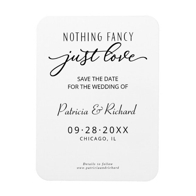 Nichts Extravagant nur Liebe Save the Date Nicht-F Magnet (Vertikal)